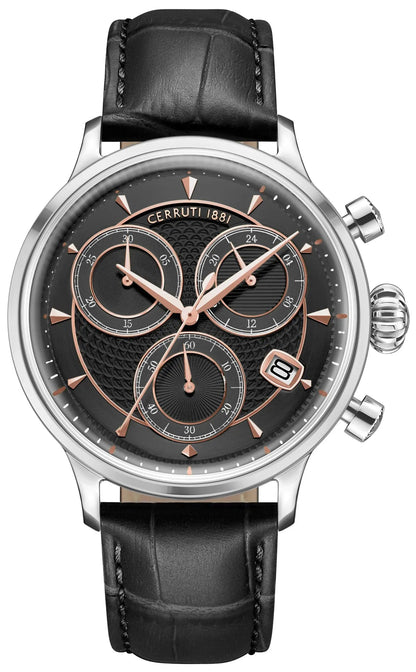 Cerruti CIWGC0073301 Dervio Chronograph Black Leather Strap