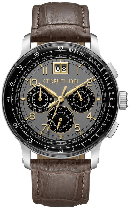 Cerruti CIWGC0084602 Petroio Chronograph Brown Leather Strap