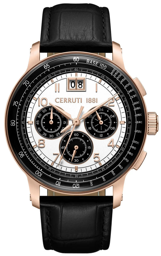 Cerruti CIWGC0084604 Petroio Chronograph Black Leather Strap