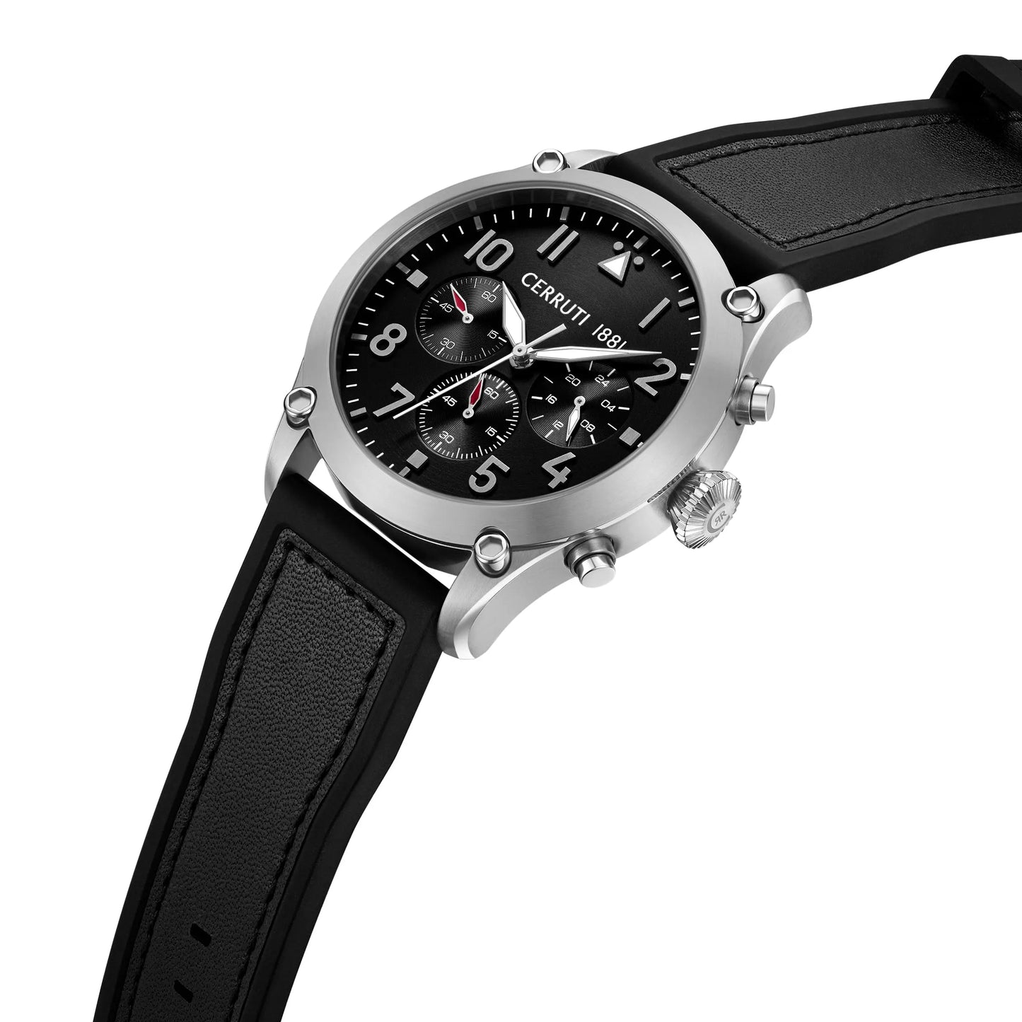 Cerruti CIWGC0096201 Borgatello Dual Time Black Leather Strap
