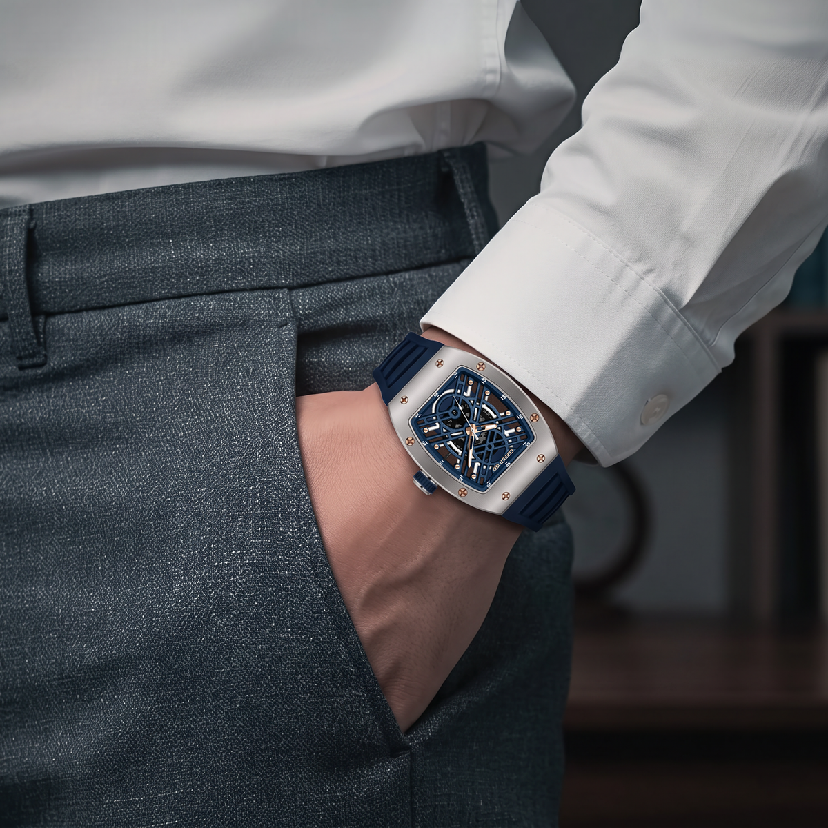 Cerruti CIWGM0001103 Nuoro Blue Silicone Strap