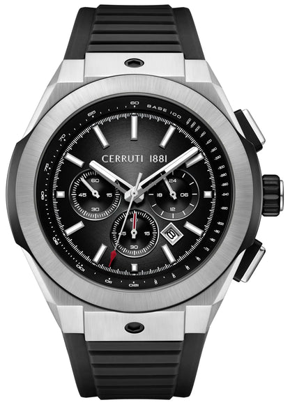 Cerruti CIWGO0096101 Ruscello Declination Chronograph Black Silicon Strap