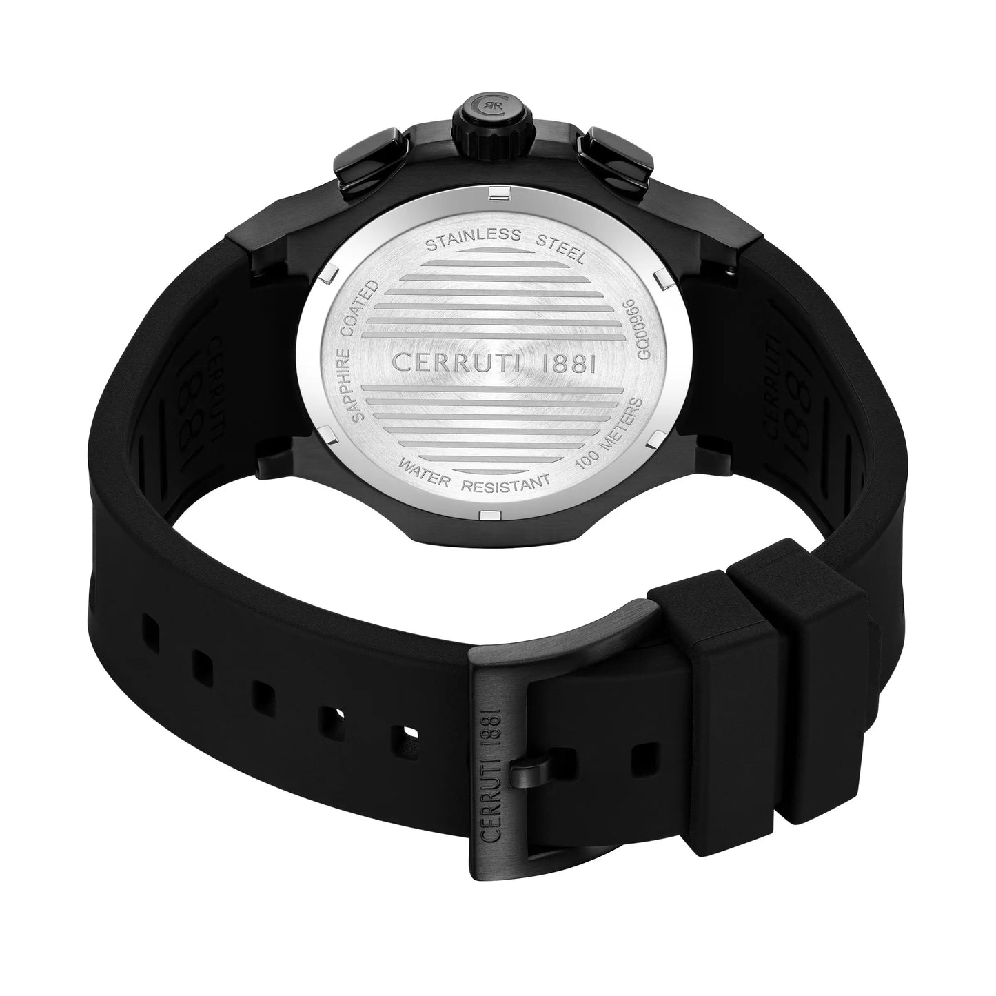 Cerruti CIWGQ0096601 Lucardo Dual Time Black Silicone Strap