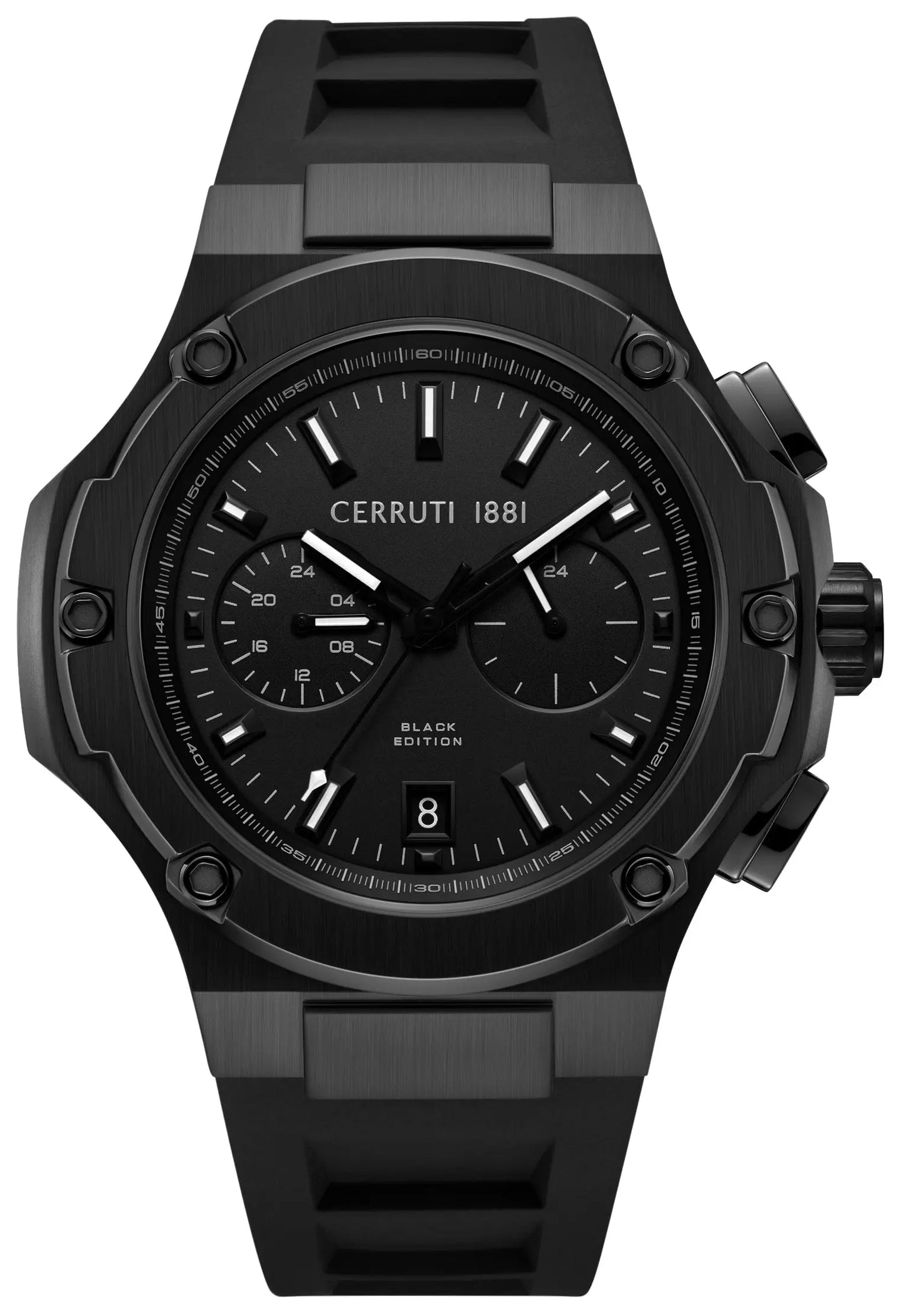 Cerruti CIWGQ0096601 Lucardo Dual Time Black Silicone Strap