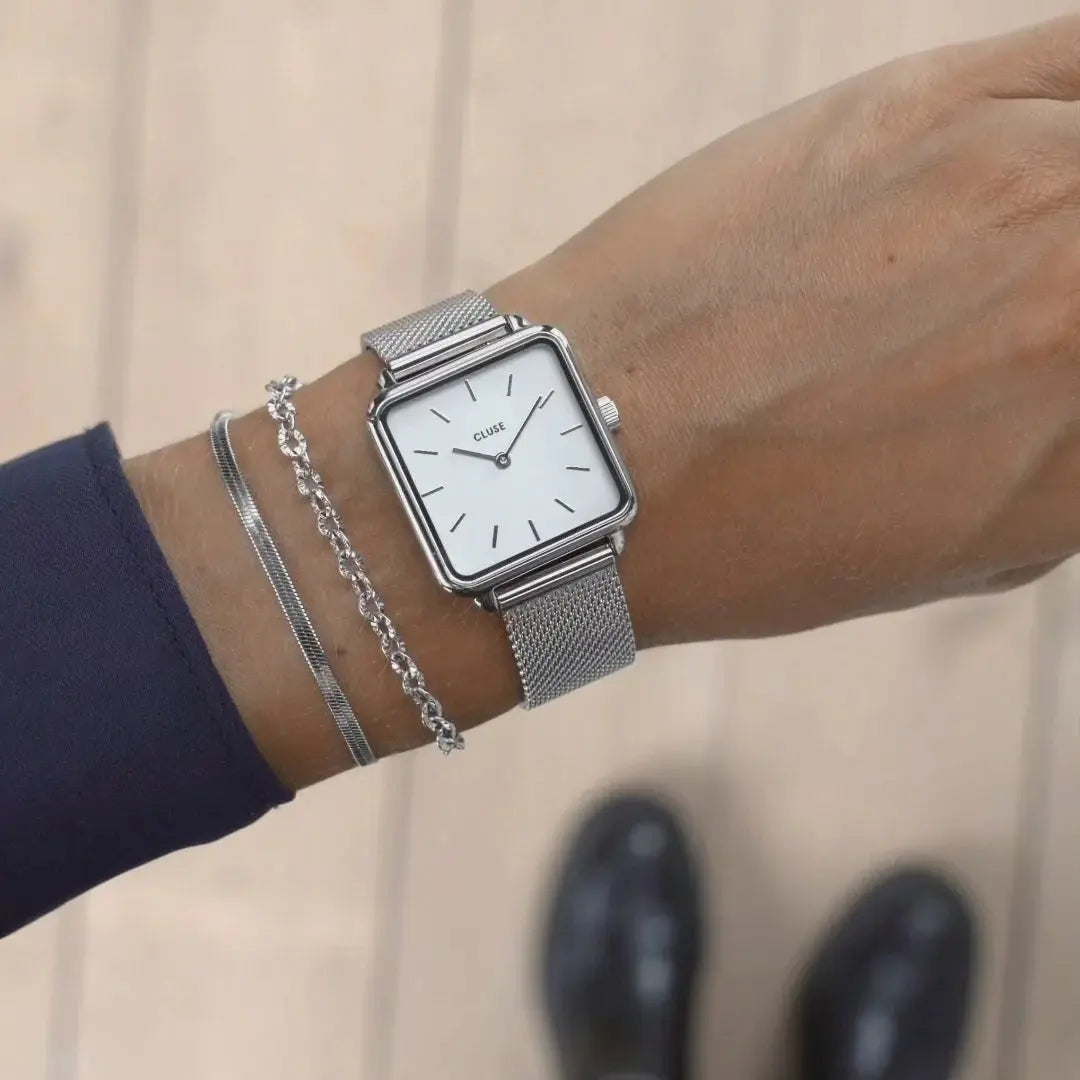 Cluse CW0101207003 La Tétragone Silver Stainless Steel Mesh Bracelet