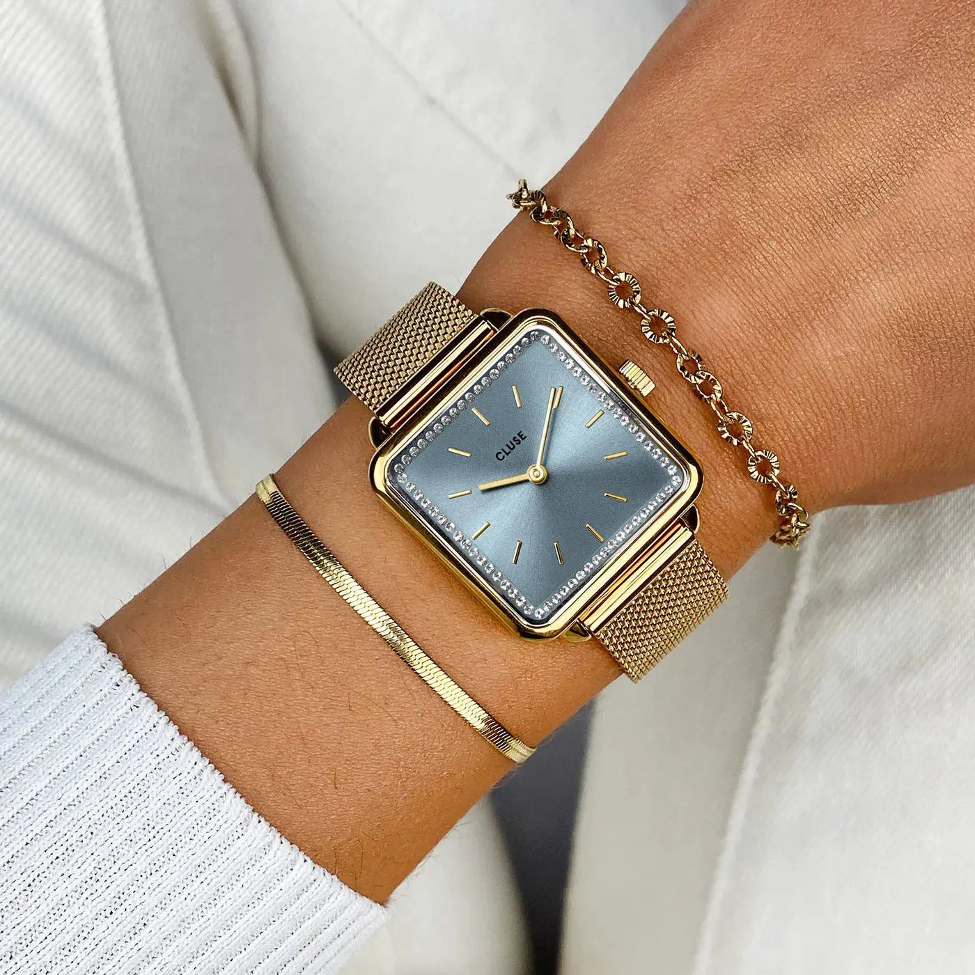 Cluse CW10310 La Tétragone Gold Stainless Steel Mesh Bracelet