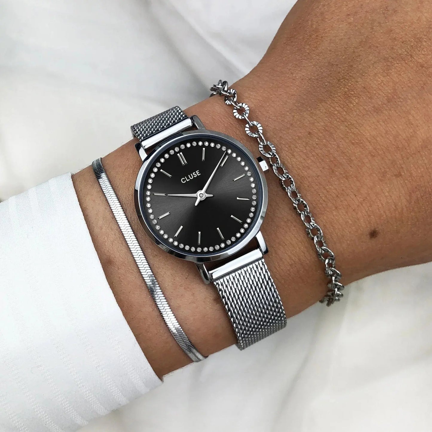 Cluse CW10502 Boho Chic Petite Silver Stainless Steel Mesh Bracelet