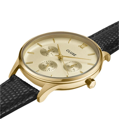 Cluse CW10705 Minuit Multifunction Black Leather Strap