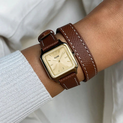 Cluse CW11821 Gracieuse Petit Double Brown Leather Strap