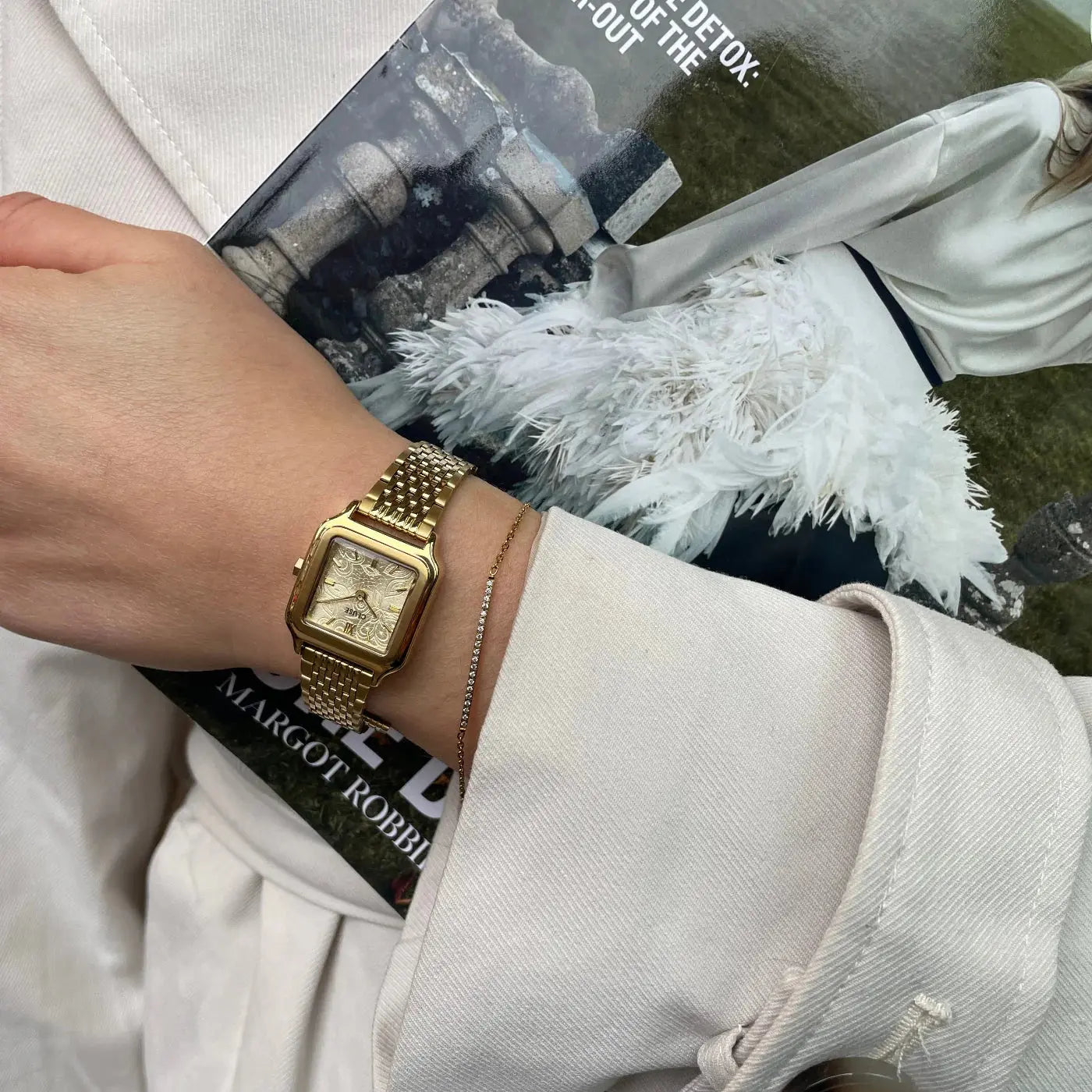 Cluse CW11825 Gracieuse Petit Lace Textured Gold Stainless Steel Bracelet