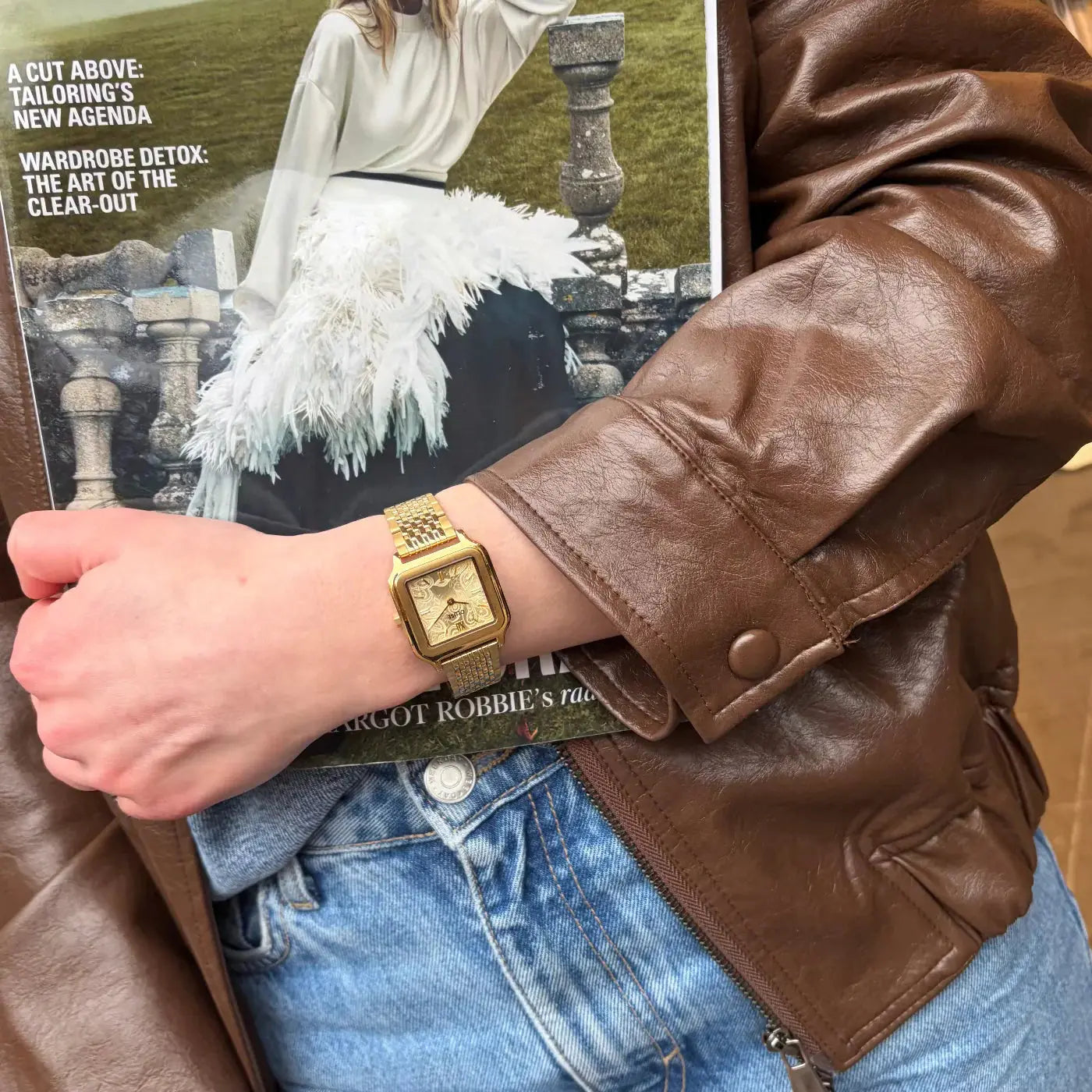 Cluse CW11912 Gracieuse Lace Textured Gold Stainless Steel Bracelet