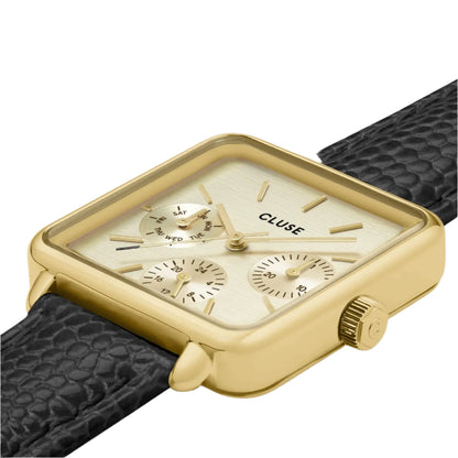 Cluse CW13806 La Tétragone Multifunction Black Leather Strap