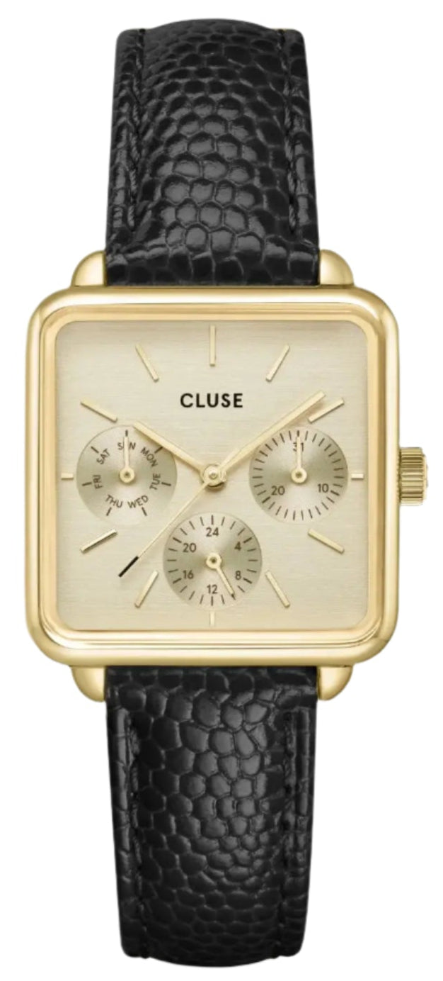 Cluse CW13806 La Tétragone Multifunction Black Leather Strap