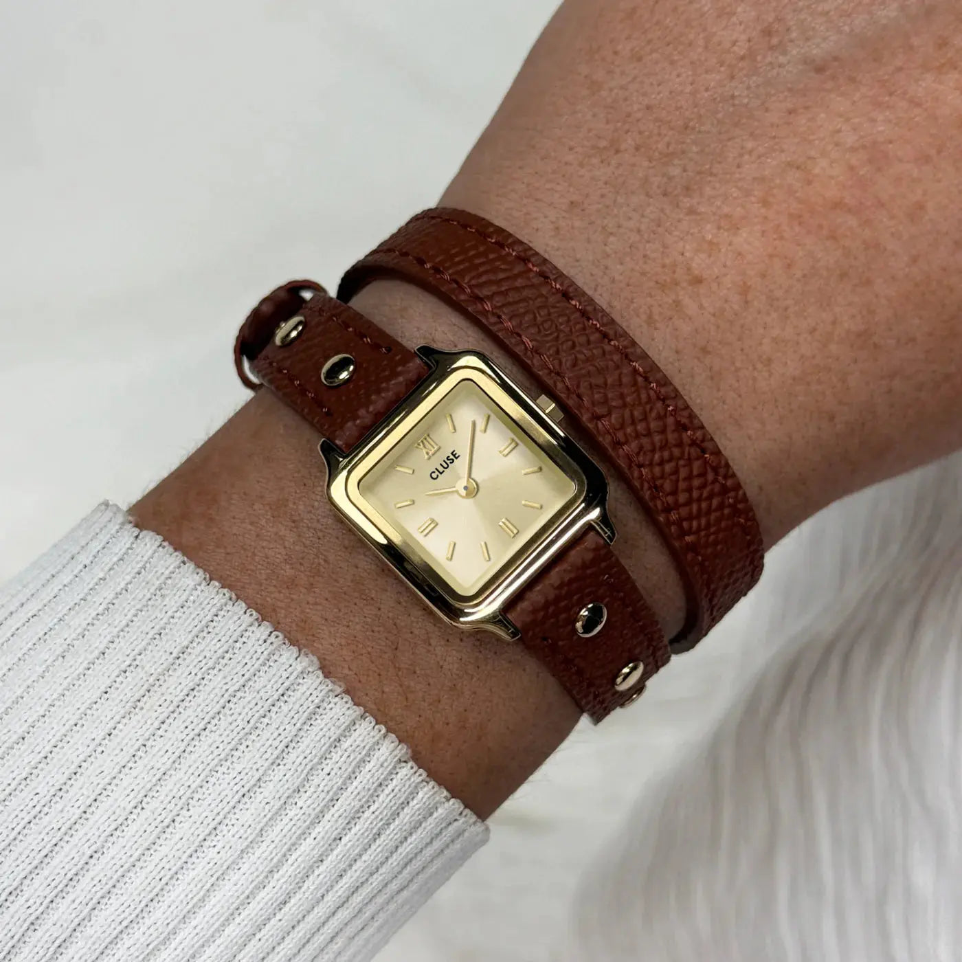Cluse CW15507 Gracieuse Mini Double Brown Leather Strap