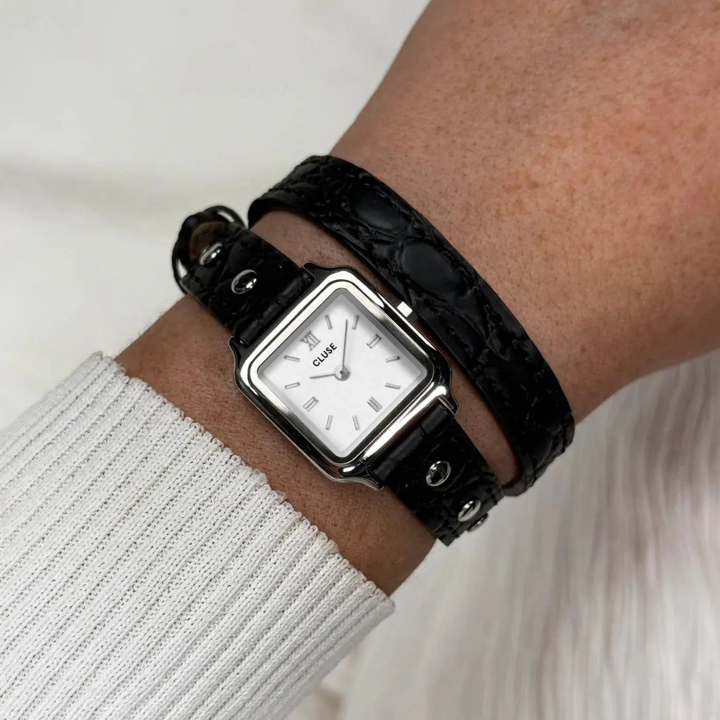 Cluse CW15508 Gracieuse Mini Double Black Leather Strap