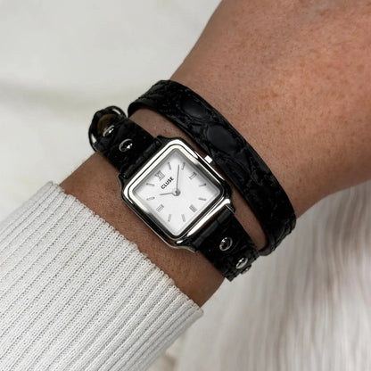 Cluse CW15508 Gracieuse Mini Double Black Leather Strap