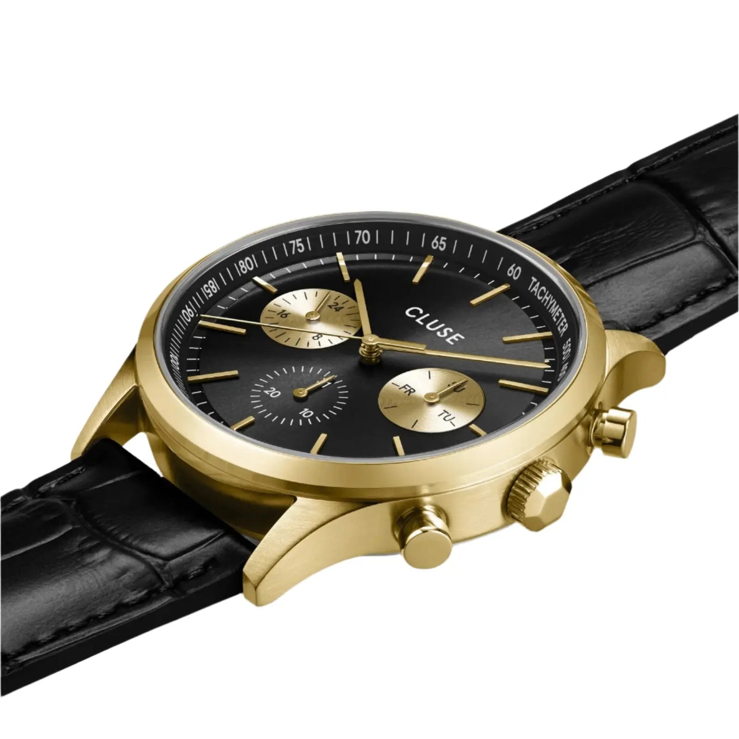 Cluse CW21004 Anthéor Multifunction Black Leather Strap
