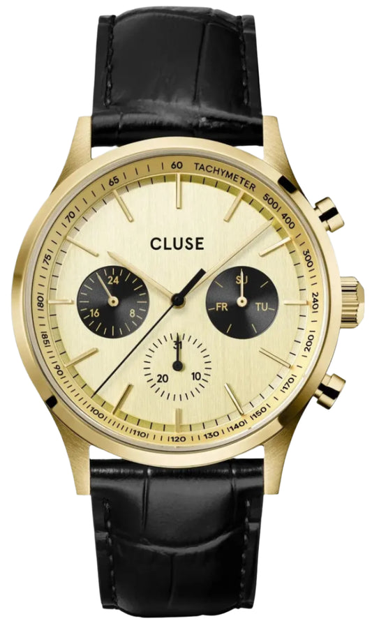 Cluse CW21005 Anthéor Multifunction Black Leather Strap