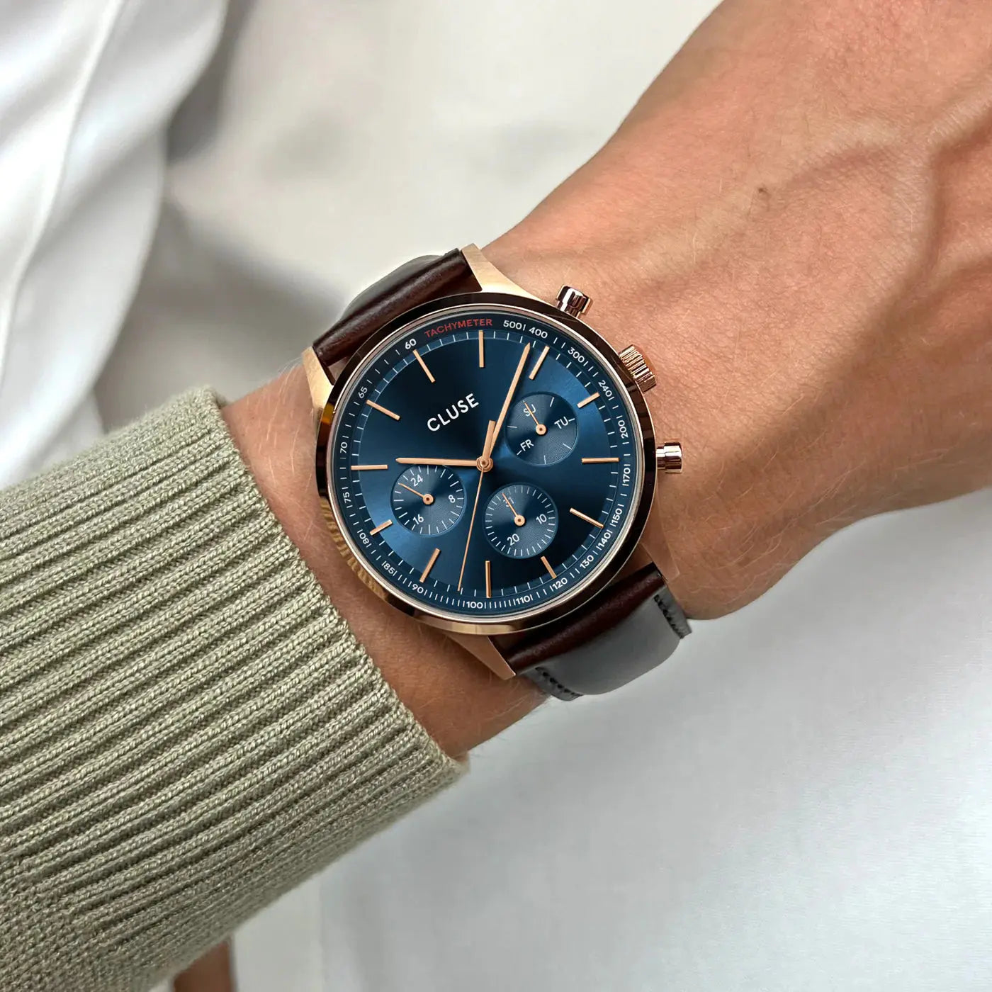 Cluse CW21009 Anthéor Multifunction Brown Leather Strap