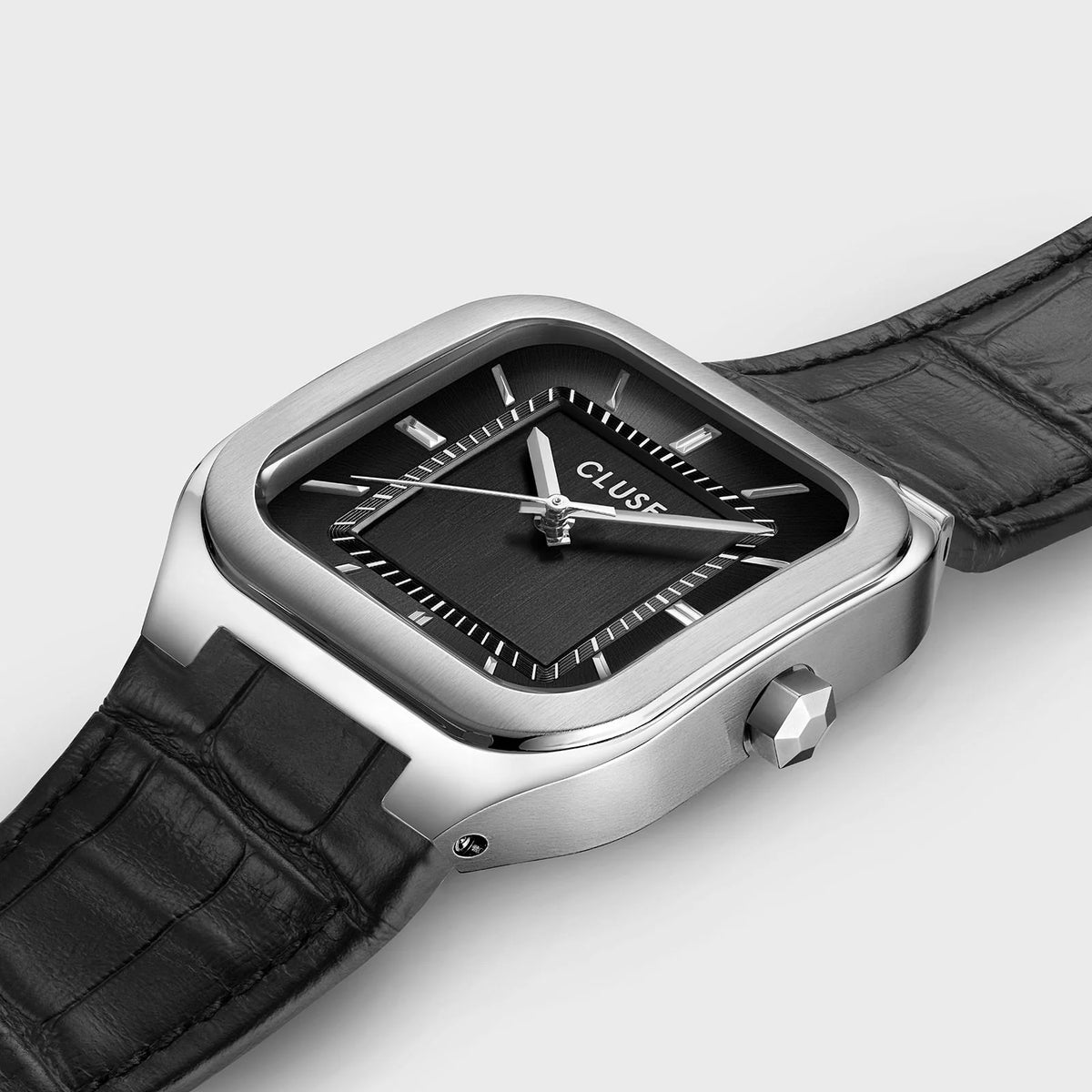 Cluse CW25703 Quadrus Black Leather Strap