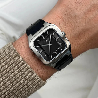 Cluse CW25703 Quadrus Black Leather Strap