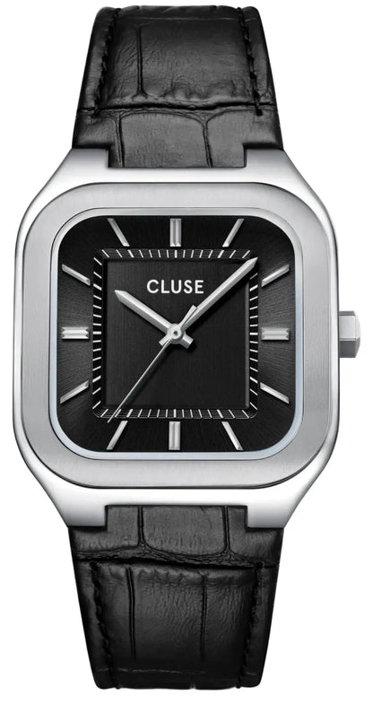 Cluse CW25703 Quadrus Black Leather Strap