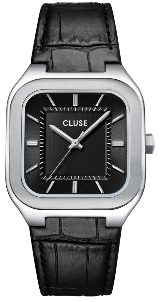 Cluse CW25703 Quadrus Black Leather Strap