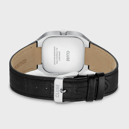 Cluse CW26203 Quadrus Multifunction Black Leather Strap