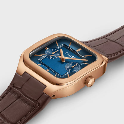 Cluse CW26204 Quadrus Multifunction Brown Leather Strap