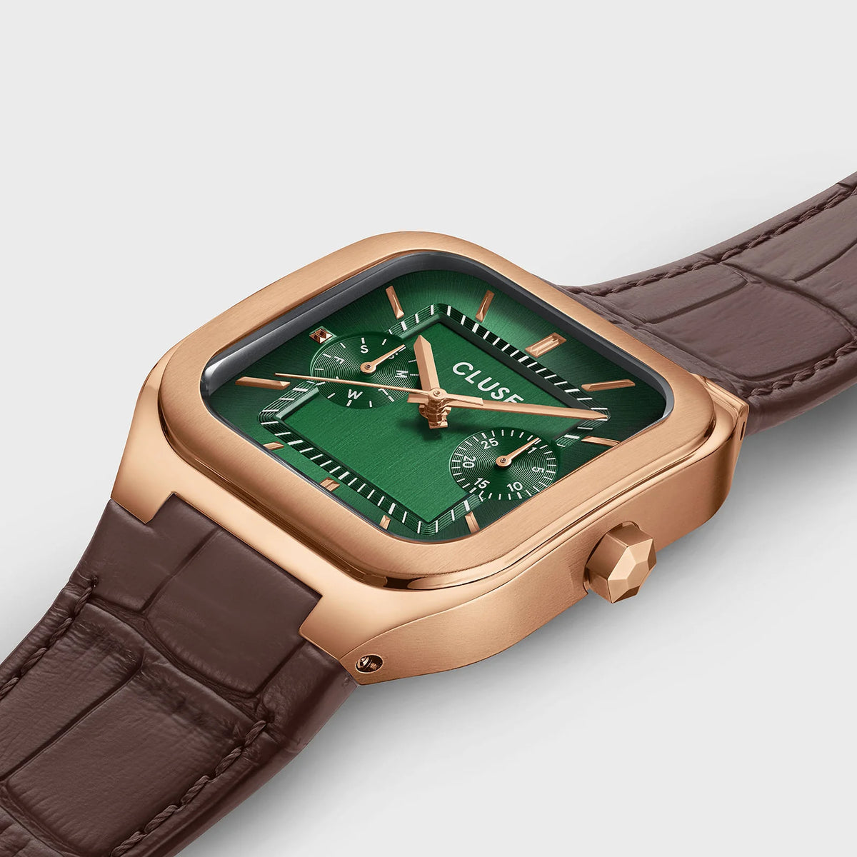 Cluse CW26205 Quadrus Multifunction Brown Leather Strap