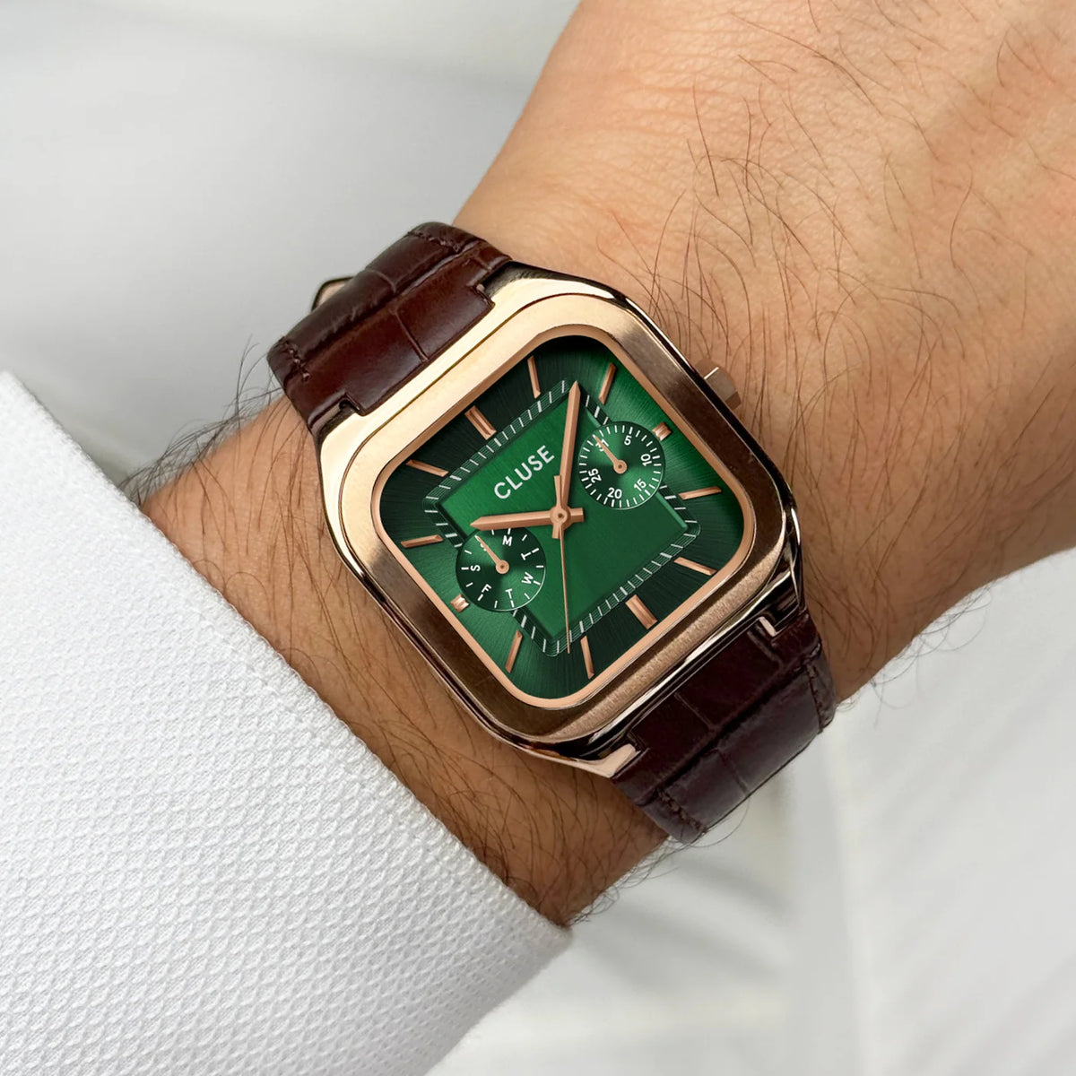 Cluse CW26205 Quadrus Multifunction Brown Leather Strap