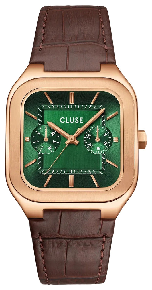 Cluse CW26205 Quadrus Multifunction Brown Leather Strap