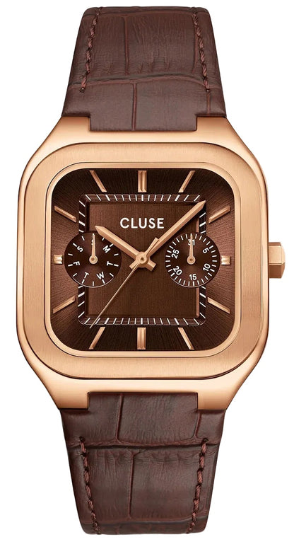 Cluse CW26206 Quadrus Multifunction Brown Leather Strap