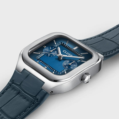 Cluse CW26207 Quadrus Multifunction Blue Leather Strap