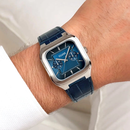 Cluse CW26207 Quadrus Multifunction Blue Leather Strap