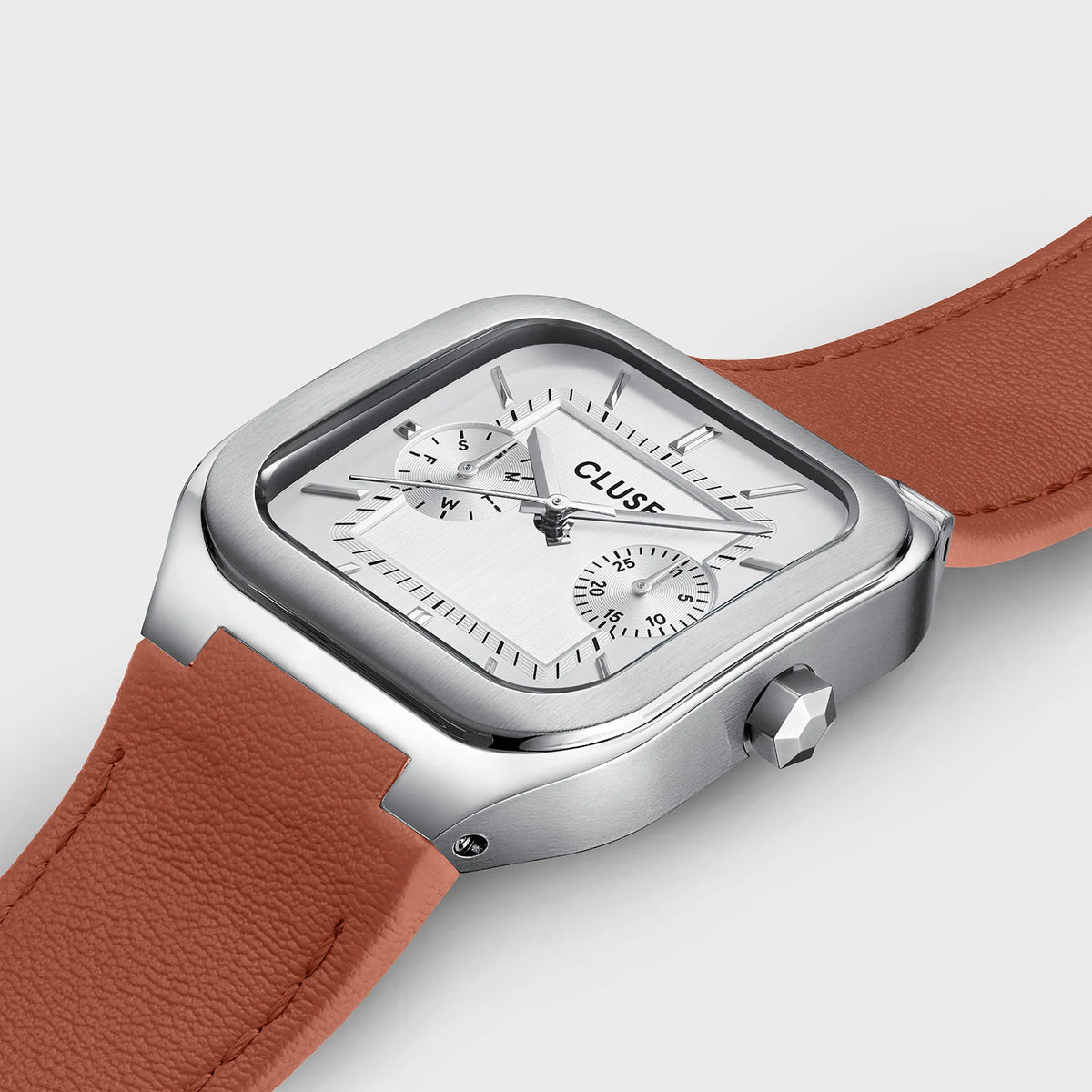 Cluse CW26208 Quadrus Multifunction Brown Leather Strap