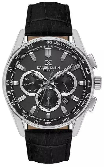 Daniel Klein DK.1.14002-1 Multifunction Black Leather Strap