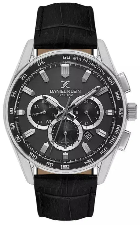 Daniel Klein DK.1.14002-1 Multifunction Black Leather Strap