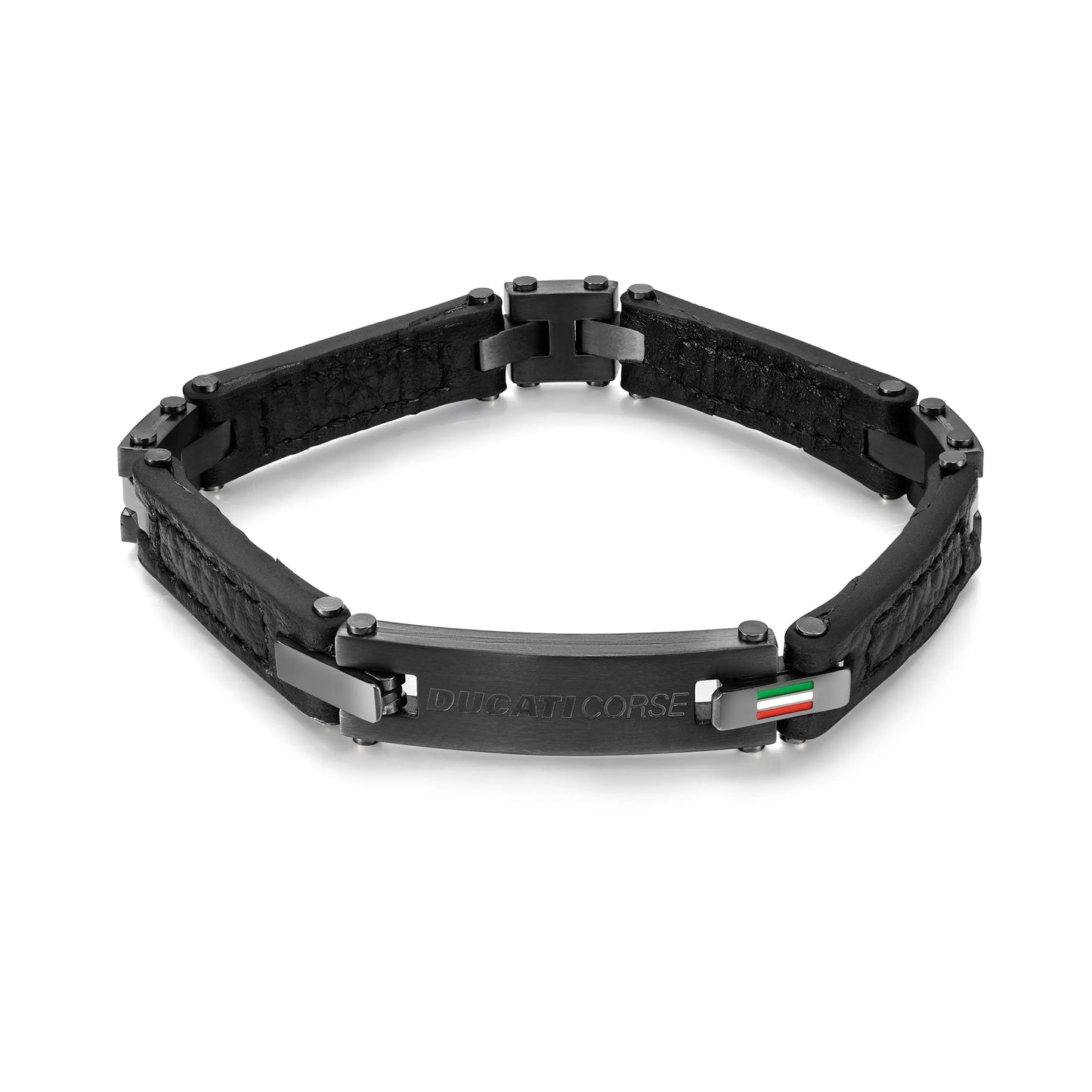 Cerruti CIAGB0000303 Duas Men's Leather and Steel Bracelet