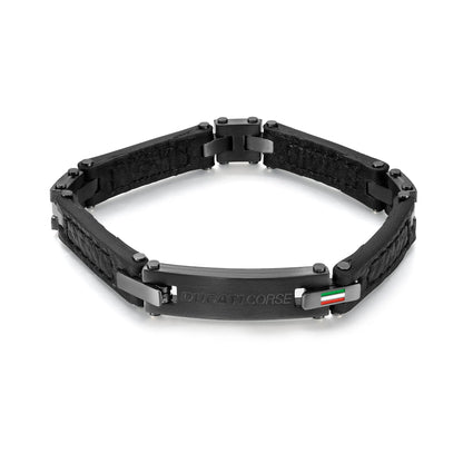 Cerruti CIAGB0000303 Duas Men's Leather and Steel Bracelet