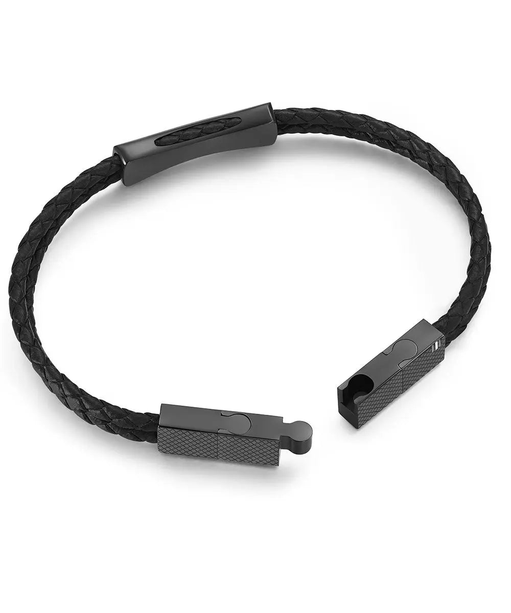 Cerruti CIAGB0000303 Duas Men's Leather and Steel Bracelet