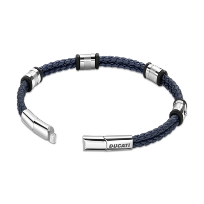 Ducati DTAGB0003701 Contesa Ανδρικό Βραχιόλι Από Ατσάλι και Μπλε Δέρμα