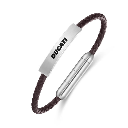 Cerruti CIAGB0000303 Duas Men's Leather and Steel Bracelet