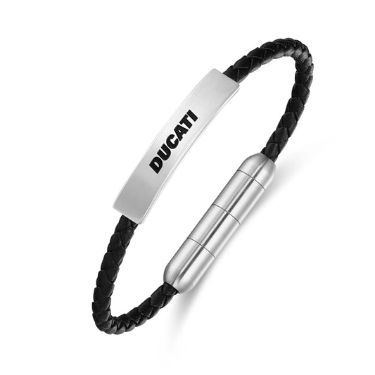 Cerruti CIAGB0000303 Duas Men's Leather and Steel Bracelet