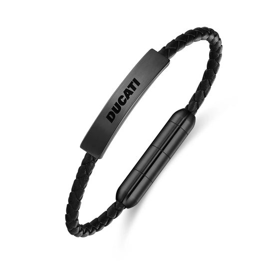 Cerruti CIAGB0000303 Duas Men's Leather and Steel Bracelet