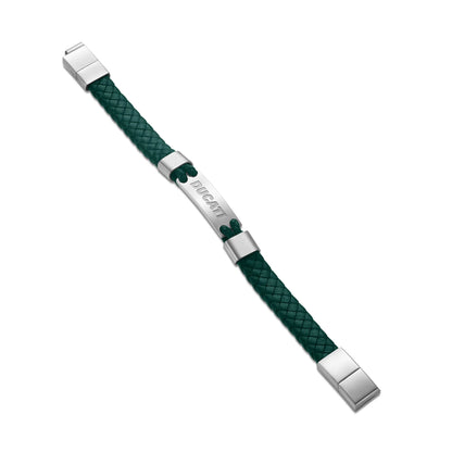 Cerruti CIAGB0000303 Duas Men's Leather and Steel Bracelet