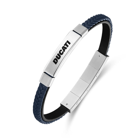 Cerruti CIAGB0000303 Duas Men's Leather and Steel Bracelet
