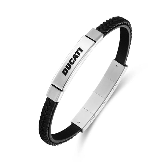 Cerruti CIAGB0000303 Duas Men's Leather and Steel Bracelet