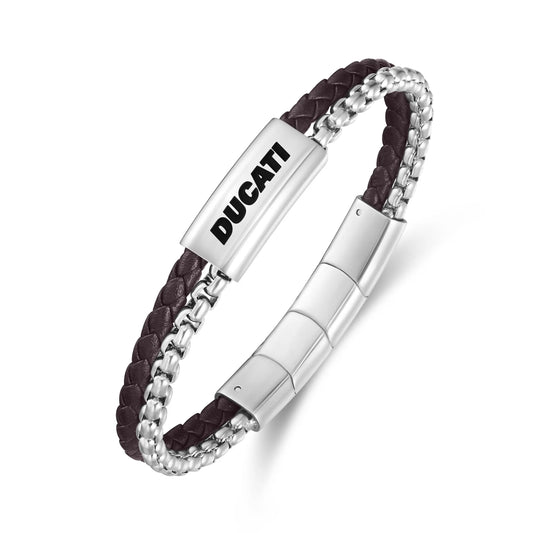 Cerruti CIAGB0000303 Duas Men's Leather and Steel Bracelet