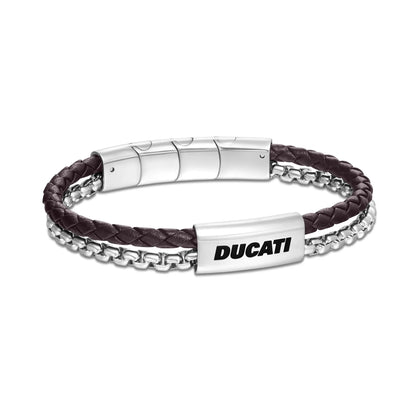 Cerruti CIAGB0000303 Duas Men's Leather and Steel Bracelet